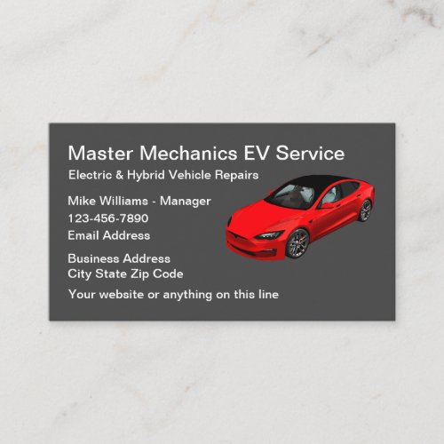 Electric Vehicle Automotive Repair Services Business Card