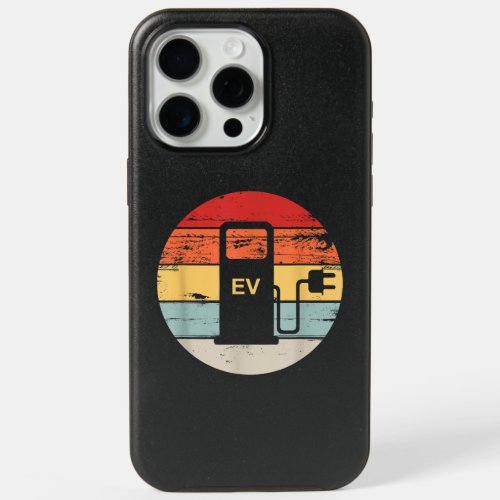 Electric Vehicle Charging Station Retro Sunset Gra iPhone 15 Pro Max Case