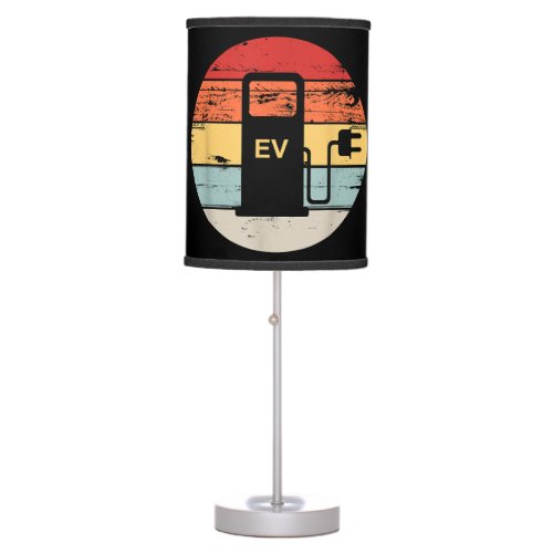 Electric Vehicle Charging Station Retro Sunset Gra Table Lamp
