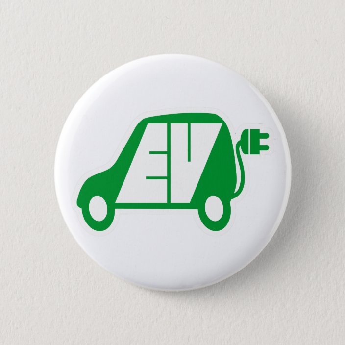 Electric Vehicle Green EV Icon Logo Badge Pinback Button