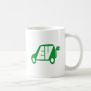 Electric Vehicle Green EV Icon Logo - Coffee Mug
