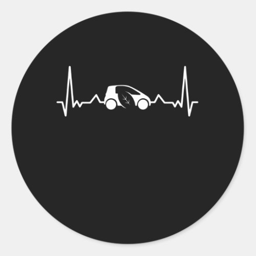Electric Vehicle Heartbeat Gift for EV Driver Classic Round Sticker