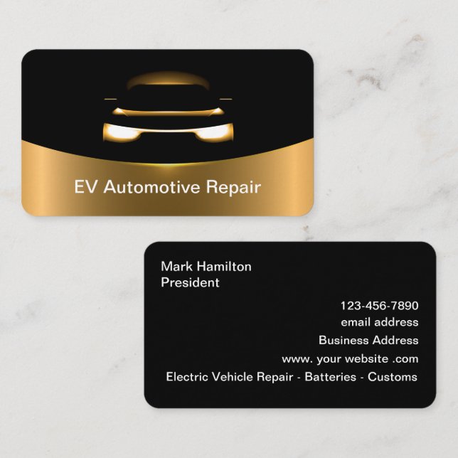 Electric Vehicle Repair Service Business Card (Front/Back)