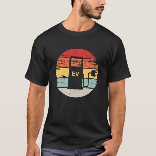 Electric Vehicles Charging Station Retro Sunset Gr T_Shirt