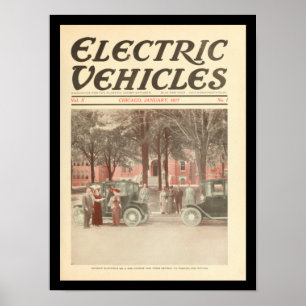 Electric Vehicles Motor Cars Vintage Poster