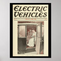Electric Vehicles Motor Cars Vintage Print