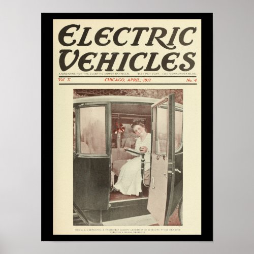 Electric Vehicles Motor Cars Vintage Print