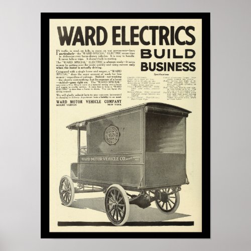 Electric Vehicles Motor Cars Vintage Print Truck