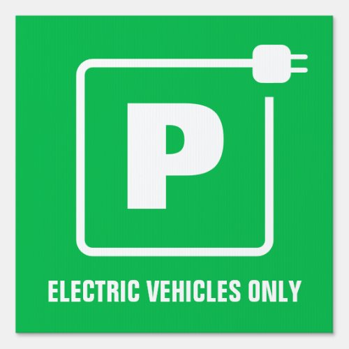 Electric Vehicles Only Green Parking Yard Sign