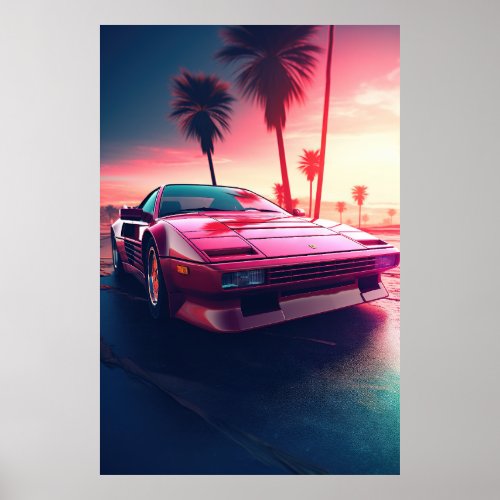 Electric Velocity Synthwave Speedster Poster