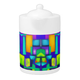 Electric Vibes Dreams Stylish Vintage Abstract Art Teapot