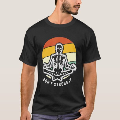 Electric Vintage Summer Sunset Skeleton Dont Stres T_Shirt