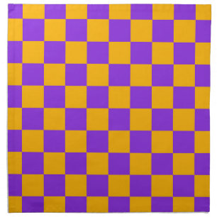 Electric Violet and Golden Amber Checkerboard Cloth Napkin