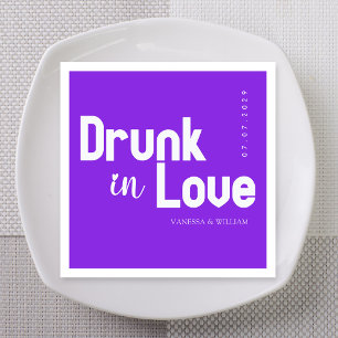 Electric Violet Drunk in Love Custom Names Napkins