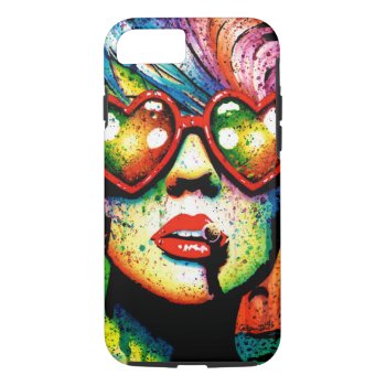 Electric Wasteland Heart Shaped Sunglasses Pop Art Iphone 8/7 Case by NeverDieArt at Zazzle