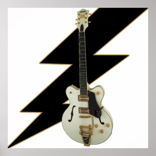 Electric White Guitar Poster