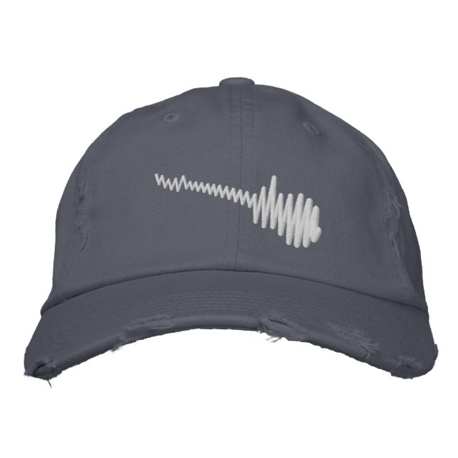 Electric White Waveform Guitar Sound Embroidered Baseball Cap (Front)