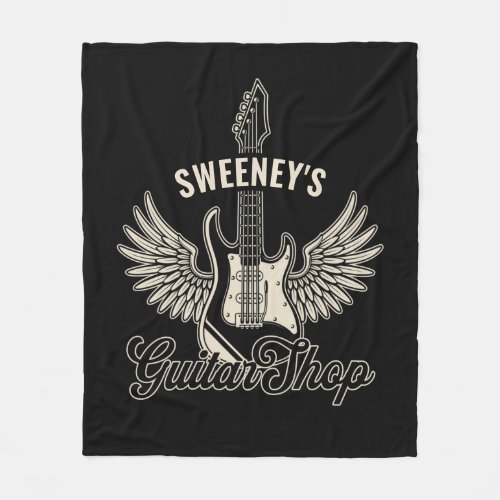 Electric Wings Guitarist Personalized Guitar Shop Fleece Blanket