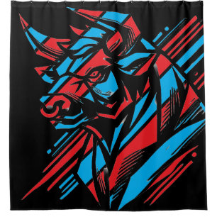 Electric Wolf Geometric Design Shower Curtain