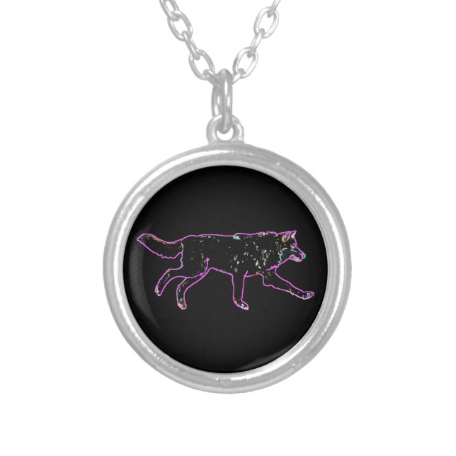 Electric Wolf Silver Plated Necklace (Front)