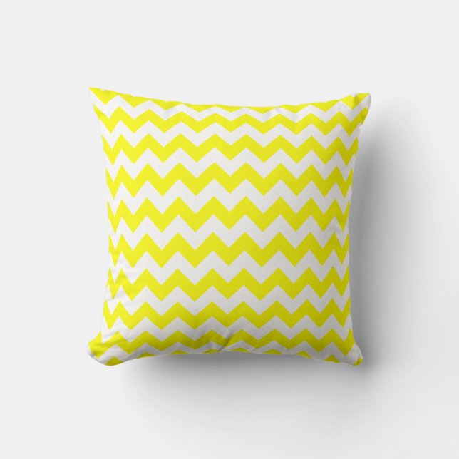 Electric Yellow Chevron Throw Pillow (Front)