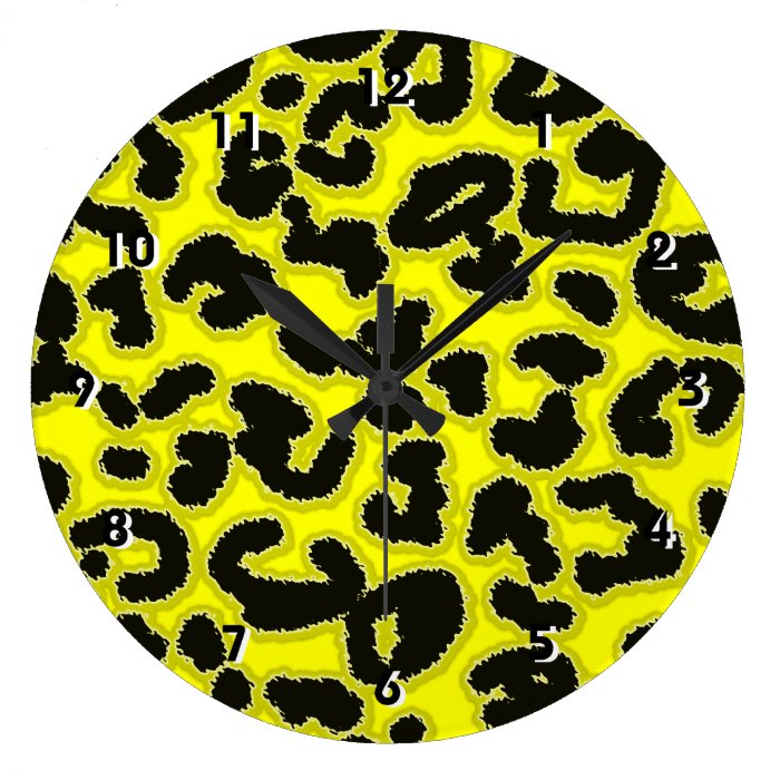 Electric Yellow Leopard Animal Print Wall Clock