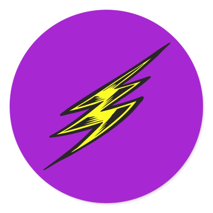 Electric Yellow Lightning Bolt Round Sticker