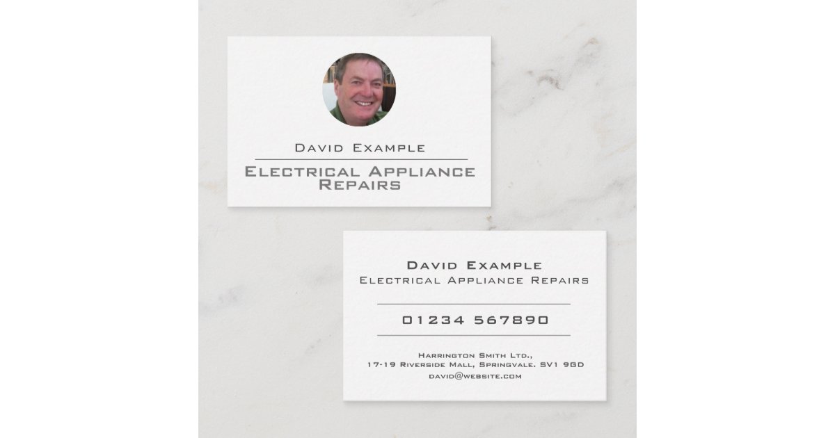 Electrical Appliance Repairs with Photo of Holder Business Card | Zazzle