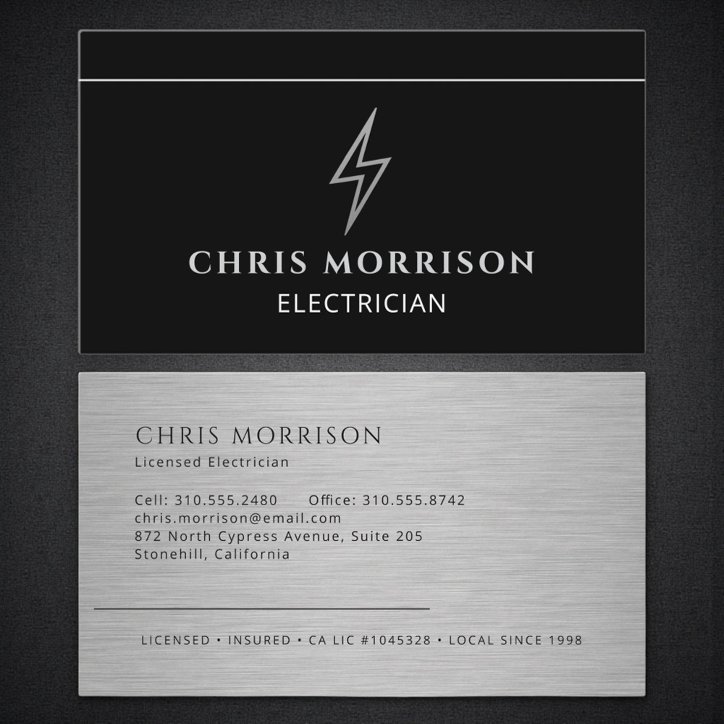 Electrical Business Electrician Metallic Business Card