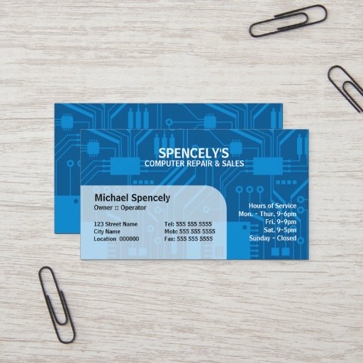 Customizable Electrical Circuit Board Blue Business Cards