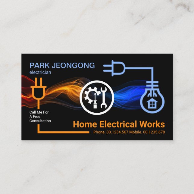 Electrical Circuit Lightning Wiring Business Card (Front)