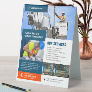 Electrical Contractor Services Custom Table Tent