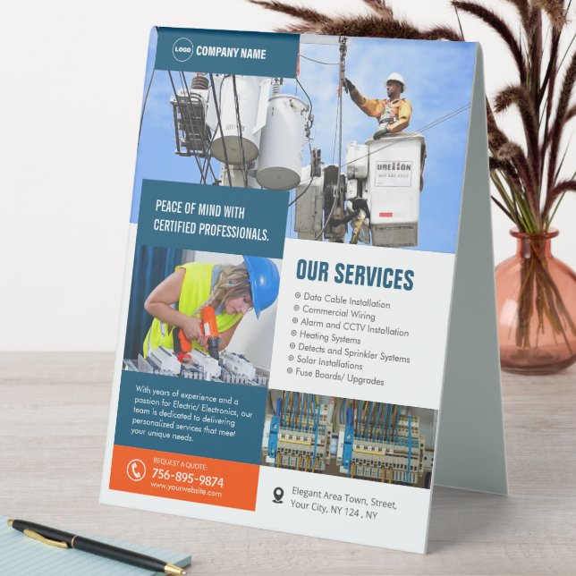 Electrical Contractor Services Custom Table Tent (In SItu (Table))