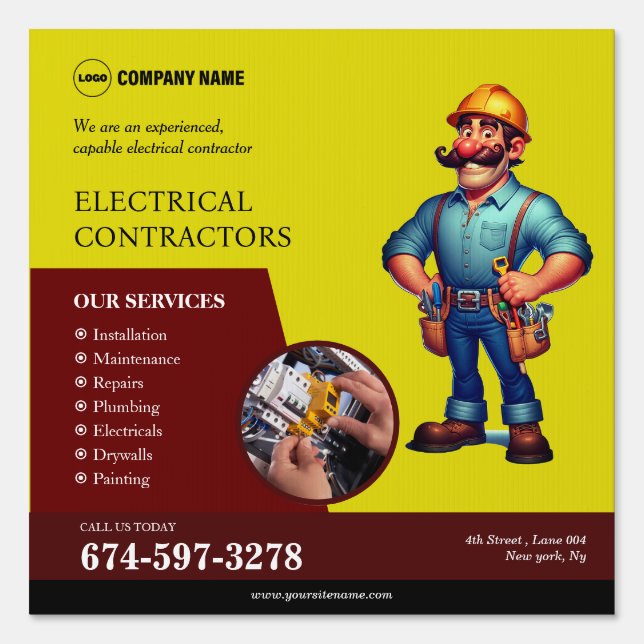 Electrical Contractors Yard Sign (Front)