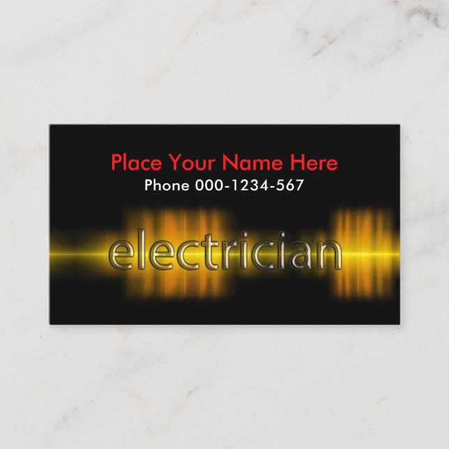 Electrical Current Powers Electrician Business Card (Front)