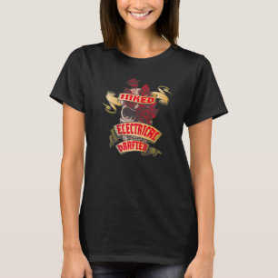 Electrical Drafter Inked Skull & Red Roses Tattoo T-Shirt
