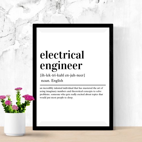 Electrical Engineer Definition Funny Engineering Poster