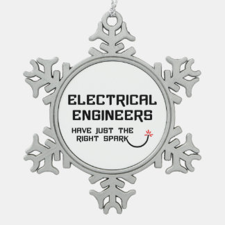 Electrical Engineer Right Spark Snowflake Pewter Christmas Ornament