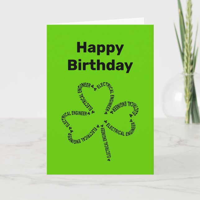 Electrical Engineer Text Shamrock  Birthday Card (Front)