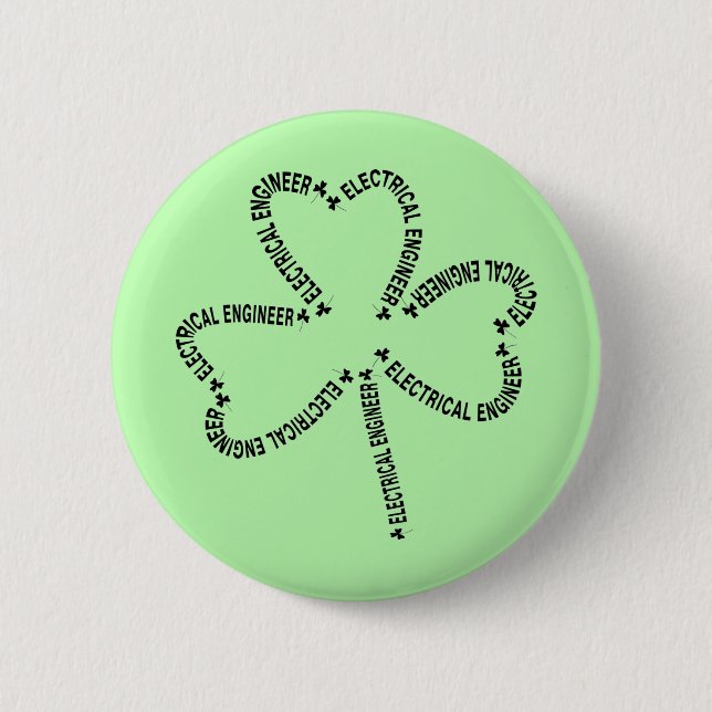 Electrical Engineer Text Shamrock Button (Front)