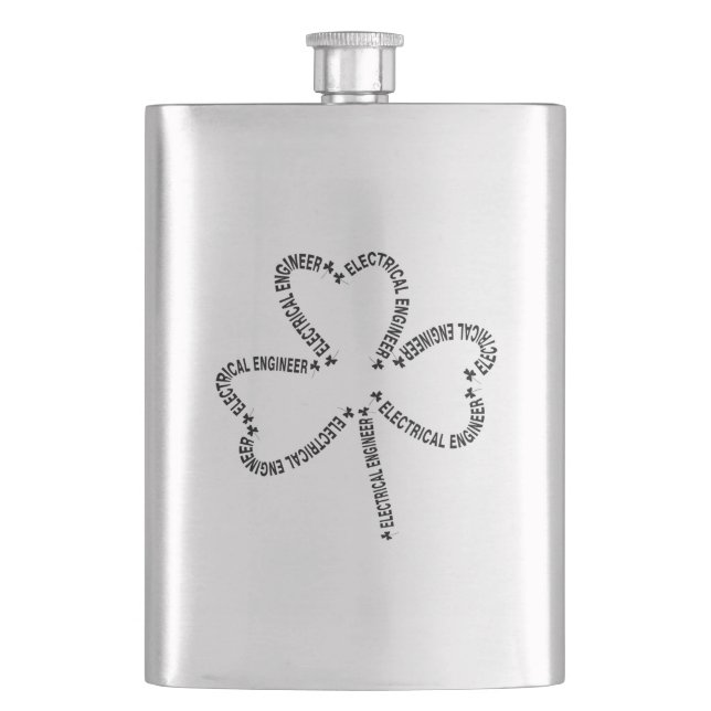 Electrical Engineer Text Shamrock Flask (Front)