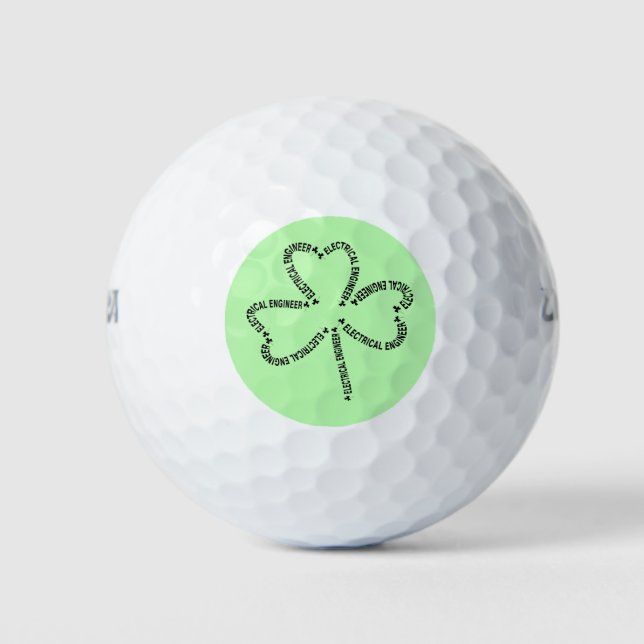 Electrical Engineer Text Shamrock Golf Balls (Front)