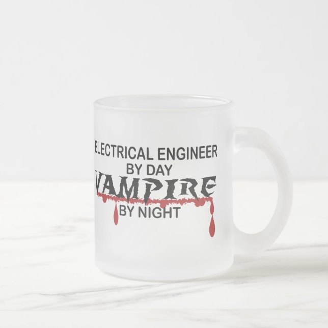 Electrical Engineer Vampire by Night Frosted Glass Coffee Mug (Right)