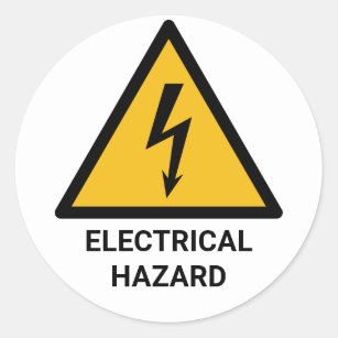 Electrical Hazard Warning, Electric Shock Symbol Classic Round Sticker