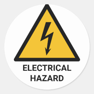 Electrical Hazard Warning, Electric Shock Symbol Classic Round Sticker