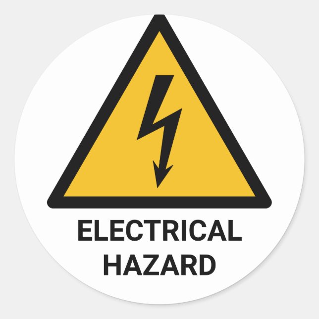 Electrical Hazard Warning, Electric Shock Symbol Classic Round Sticker (Front)
