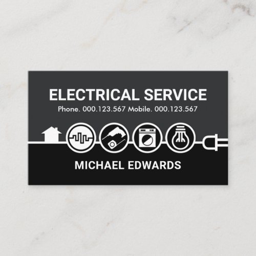 Electrical Icons Power Line Charging Business Card