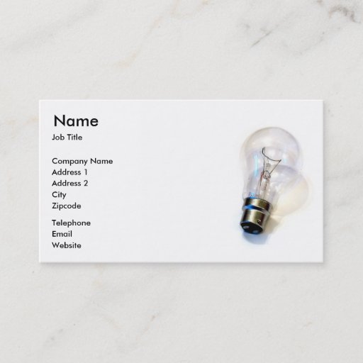 Customizable Electrical Lighting Light Bulb Business Card