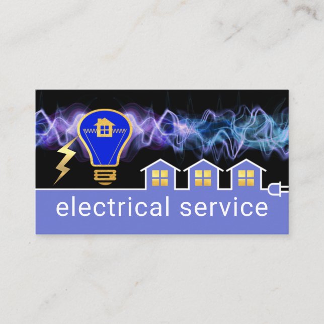 Electrical Lightning Charging Home Wiring Circuit Business Card (Front)