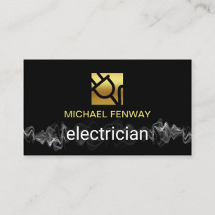 Electrical Lightning Gold Power Plug Electrician Business Card